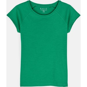 Zielony t-shirt Gate z krótkim rękawem w stylu casual z bawełny