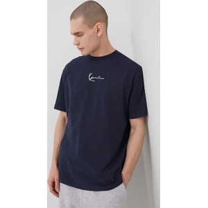 Granatowy t-shirt Karl Kani w stylu casual