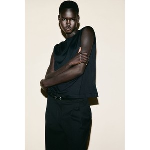 Czarna bluzka H & M z dekoltem w kształcie litery v z bawełny w stylu casual