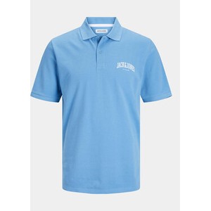 Niebieska koszulka polo Jack & Jones w stylu casual z krótkim rękawem