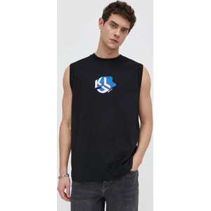 Czarny t-shirt Karl Lagerfeld z nadrukiem w młodzieżowym stylu
