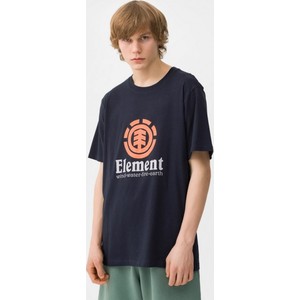 Granatowy t-shirt Element z nadrukiem w młodzieżowym stylu z krótkim rękawem