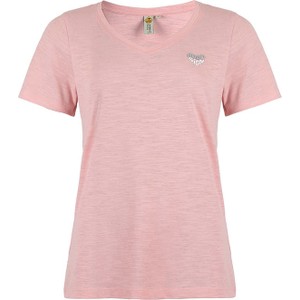 Różowy t-shirt Roadsign z bawełny z okrągłym dekoltem w stylu casual