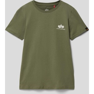 Zielona koszulka dziecięca Alpha Industries z bawełny dla chłopców