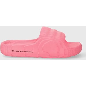 Różowe klapki Adidas Originals w sportowym stylu z płaską podeszwą