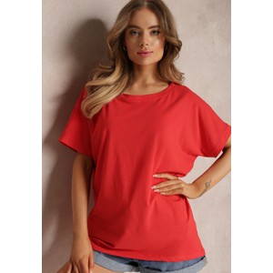 Czerwony t-shirt Renee z krótkim rękawem z bawełny
