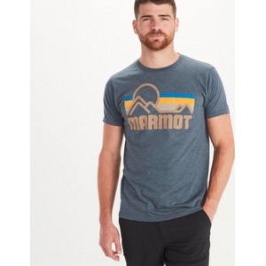 Niebieski t-shirt Marmot z bawełny z krótkim rękawem w sportowym stylu
