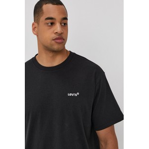 Czarny t-shirt Levis w stylu casual z bawełny z krótkim rękawem