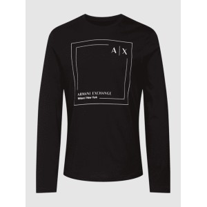 Czarna koszulka z długim rękawem Armani Exchange z bawełny