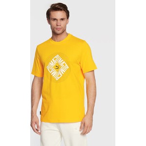 Żółty t-shirt Puma z krótkim rękawem w młodzieżowym stylu