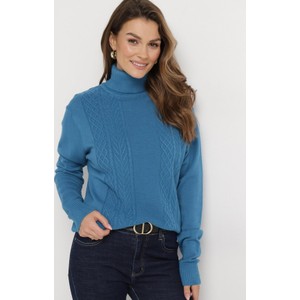 Niebieski sweter born2be w stylu casual