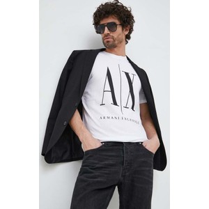 T-shirt Armani Exchange z nadrukiem z bawełny z krótkim rękawem