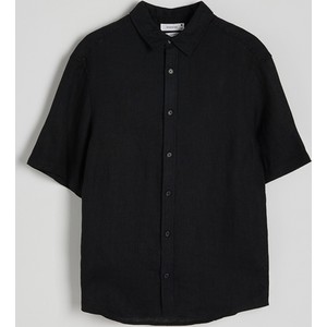 Czarna koszula Reserved w stylu casual z krótkim rękawem