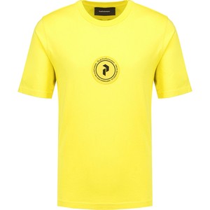 Żółty t-shirt Peak performance z bawełny