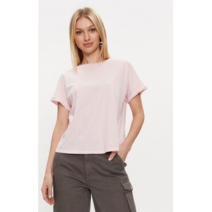 Różowy t-shirt Pepe Jeans z okrągłym dekoltem w stylu casual z krótkim rękawem