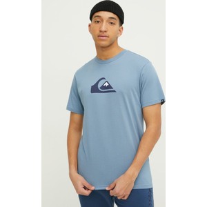 Niebieski t-shirt Quiksilver z krótkim rękawem z nadrukiem