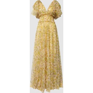 Żółta sukienka Lace & Beads z szyfonu maxi w stylu boho