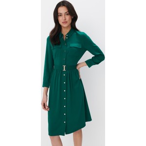 Zielona sukienka Mohito szmizjerka w stylu casual midi