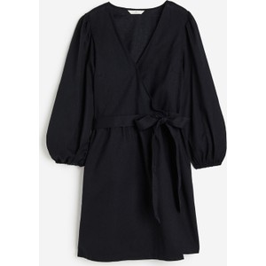 Czarna sukienka H & M z bawełny w stylu casual z dekoltem w kształcie litery v