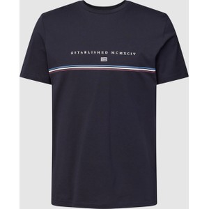 Granatowy t-shirt Christian Berg z krótkim rękawem z bawełny