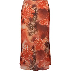 Pomarańczowa spódnica Fokus midi z tkaniny w stylu boho