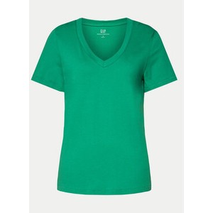 Zielony t-shirt Gap w stylu casual z dekoltem w kształcie litery v