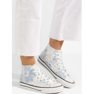 Niebieskie trampki Zapatos w młodzieżowym stylu sznurowane z płaską podeszwą