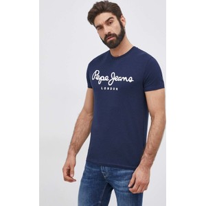 Granatowy t-shirt Pepe Jeans z dzianiny z krótkim rękawem