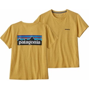 Żółty t-shirt Patagonia z okrągłym dekoltem z krótkim rękawem