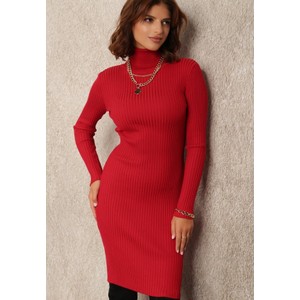 Czerwona sukienka Renee w stylu casual z długim rękawem