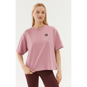 Różowy t-shirt Under Armour z krótkim rękawem w sportowym stylu z okrągłym dekoltem