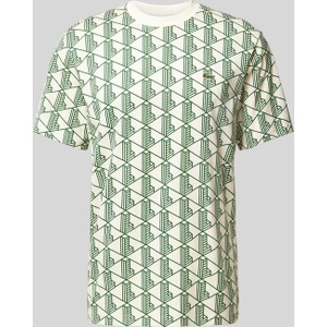 Zielony t-shirt Lacoste z nadrukiem z bawełny