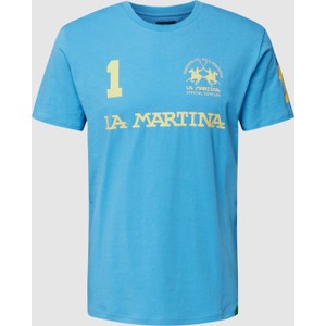 Niebieski t-shirt La Martina z bawełny w młodzieżowym stylu
