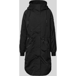 Czarny płaszcz khujo w stylu casual z kapturem