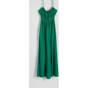 Zielona sukienka Reserved maxi z tkaniny prosta