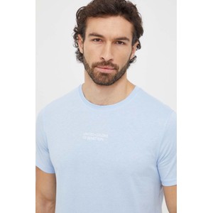 Niebieski t-shirt United Colors Of Benetton z bawełny z krótkim rękawem
