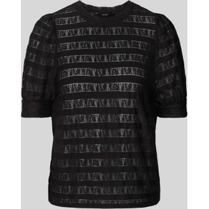 Czarna bluzka Vero Moda z okrągłym dekoltem w młodzieżowym stylu z krótkim rękawem