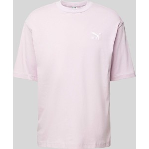 Różowy t-shirt Puma z bawełny z krótkim rękawem