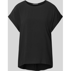 Czarny t-shirt Montego z okrągłym dekoltem w stylu casual
