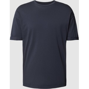 Granatowy t-shirt Drykorn z krótkim rękawem z bawełny