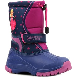 Granatowe buty dziecięce zimowe American Club na rzepy dla dziewczynek