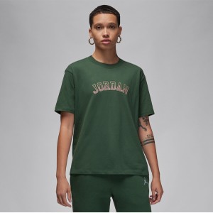 Zielony t-shirt Jordan z bawełny z krótkim rękawem z okrągłym dekoltem
