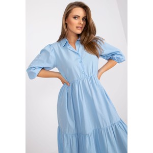 Niebieska sukienka 5.10.15 w stylu casual z bawełny koszulowa