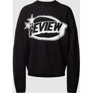 Czarny sweter Review z okrągłym dekoltem w młodzieżowym stylu