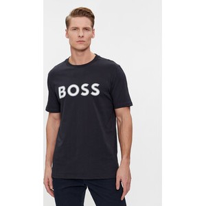 Czarny t-shirt Hugo Boss w młodzieżowym stylu z krótkim rękawem