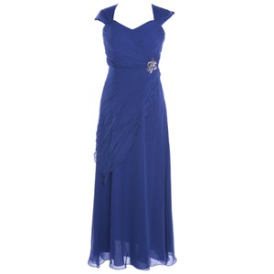Niebieska sukienka Fokus maxi rozkloszowana z dekoltem w kształcie litery v
