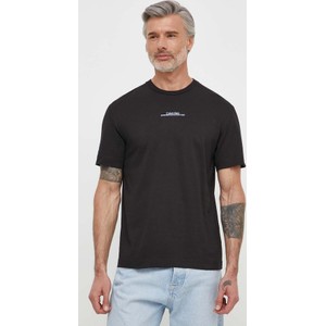 Czarny t-shirt Calvin Klein z bawełny z nadrukiem z krótkim rękawem