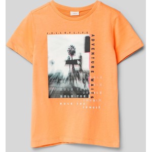 Pomarańczowa koszulka dziecięca S.Oliver z bawełny dla chłopców