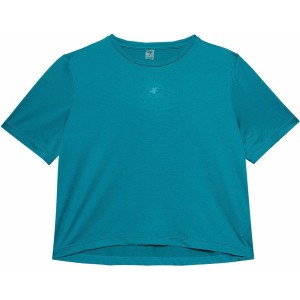 Niebieski t-shirt 4F z okrągłym dekoltem w sportowym stylu z krótkim rękawem