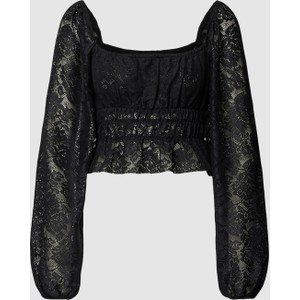 Czarna bluzka Gina Tricot w stylu glamour z długim rękawem